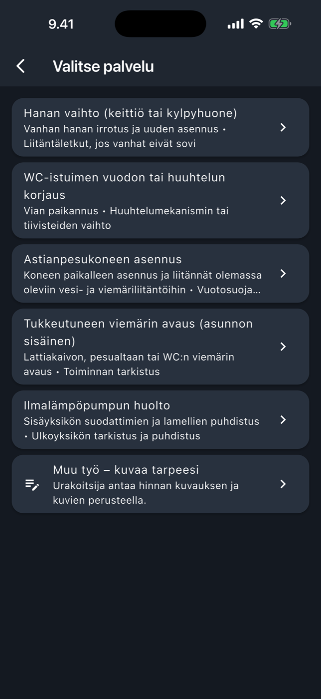 ServiceOnlineAI: palvelupaketin valinta
